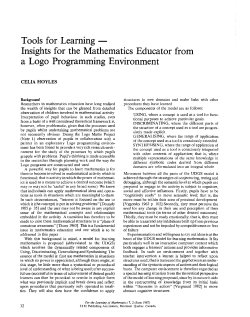 Tools for Learning- Insights for the Mathematics Educator from a
