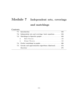 Module 7 Independent sets, coverings and matchings