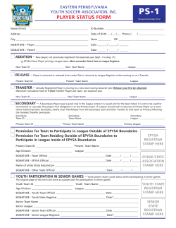 player status form - Eastern PA Youth Soccer