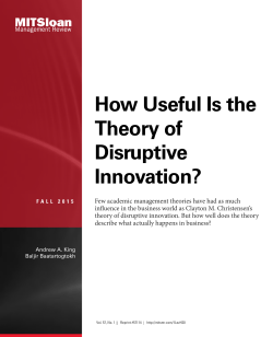 How Useful Is the Theory of Disruptive Innovation?