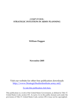 Coup D`Oeil: Strategic Intuition in Army Planning