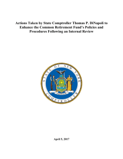 Actions Taken by State Comptroller Thomas P. DiNapoli to Enhance