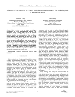 Influence of Risk Aversion on Distinct Risky Investment Preference