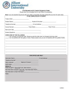 SYSTEM-WIDE NOTE-TAKER FEEDBACK FORM Please return the