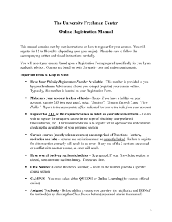 The University Freshman Center Online Registration Manual
