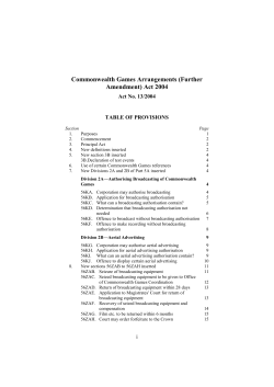 Commonwealth Games Arrangements (Further Amendment) Act 2004