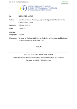 INVOCATION OF CHANGE OF VENUE for the Referral of Revised