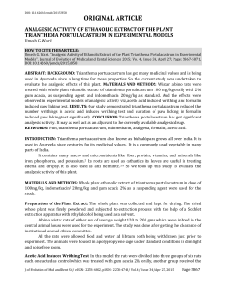 analgesic activity of ethanolic extract of the plant trianthema