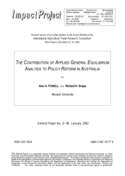 The Contribution of Applied General Equilibrium Analysis to Policy