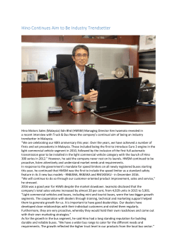 Hino Continues Aim to Be Industry Trendsetter