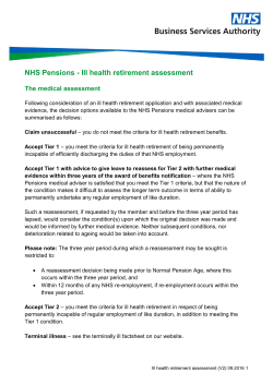 NHS Pensions - Ill health retirement assessment