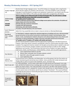 DVC Seminar Descriptions Spring 2017 &ndash; 10th Grade Version