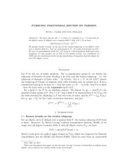PURSUING POLYNOMIAL BOUNDS ON TORSION Notation Let P