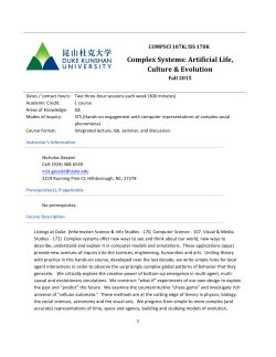 Complex Systems: Artificial Life, Culture