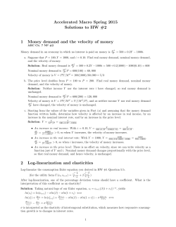 Accelerated Macro Spring 2015 Solutions to HW #2 1