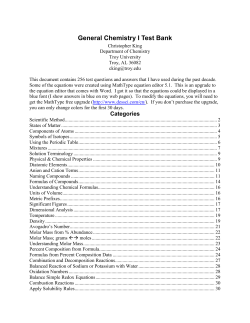 General Chemistry I Test Bank