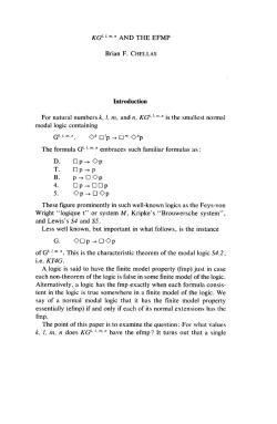 KG``"" AND THE EFMP Brian F. CHELLAS Introduction For natural