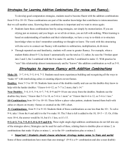 Strategies to improve fluency with Addition Combinations