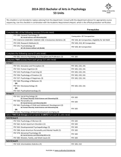 2014-2015 Bachelor of Arts in Psychology 53 Units