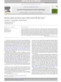 Decision speed and choice regret: When haste feels like