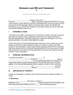 Delaware Last Will and Testament Form