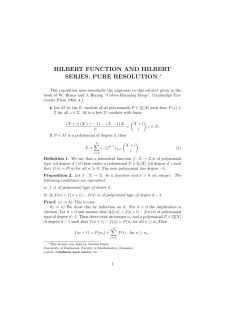 HILBERT FUNCTION AND HILBERT SERIES. PURE RESOLUTION &lowast;