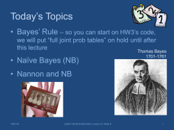 CS 540 &ndash; Introduction to AI Fall 2015