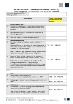 INSTRUCTION SHEET FOR VENDOR`S STATEMENT