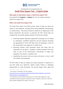 Small Firms Impact Test &ndash; A Quick Guide