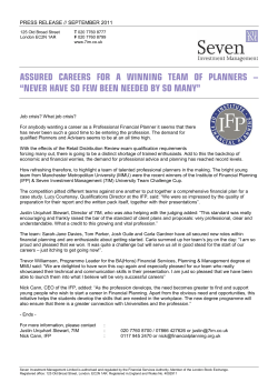 assured careers for a winning team of planners &ndash; &ldquo;never have so few