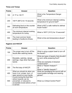 Food Safety Jeopardy Answer Key