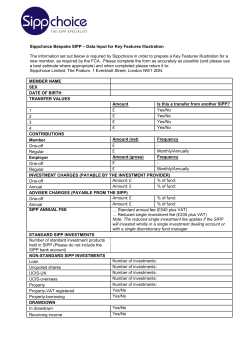 Data Input for Key Features Illustration The information set out below