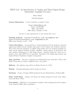 EECS 413: An Introduction to Analog and Mixed Signal Design