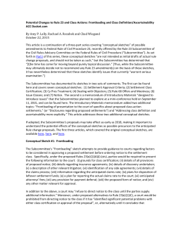 Potential Changes to Rule 23 and Class Actions