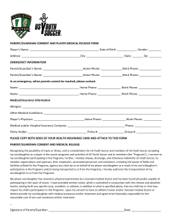 PARENT/GUARDIAN CONSENT AND PLAYER MEDICAL
