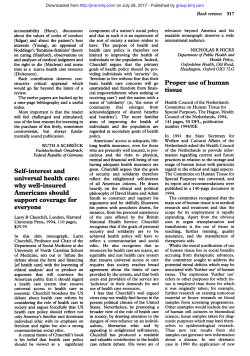 Self-interest and universal health care: why well