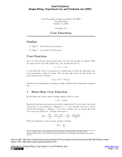 Cost Functions Outline Cost Function 1 Short