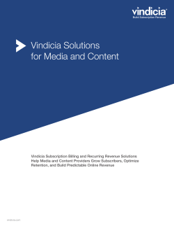 Vindicia Solutions for Media and Content