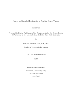 Essays on Bounded Rationality in Applied Game