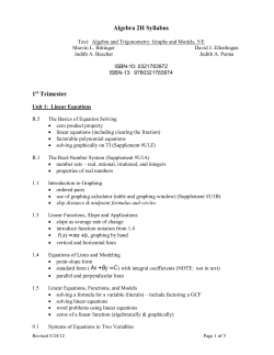 Algebra II Honors Syllabus