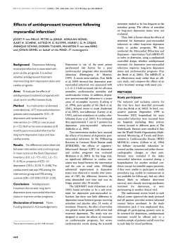 Effects of antidepressant treatment following myocardial infarction