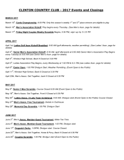 CLINTON COUNTRY CLUB - 2017 Events and Closings