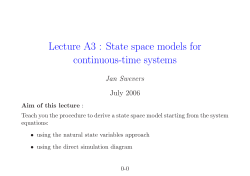 Lecture A3 : State space models for continuous