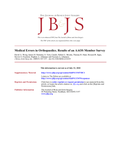 Medical Errors in Orthopaedics