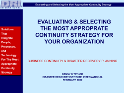 Evaluating and Selecting the Most Appropriate Continuity Strategy