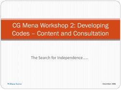 Developing Codes &ndash; Content and Consultation