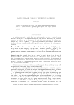SMITH NORMAL FORMS OF INCIDENCE MATRICES 1