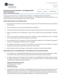 Rate Regulated Utility Statutory Declaration