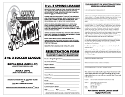 3 vs. 3 SOCCER LEAGUE 3 vs. 3 SPRING LEAGUE