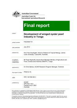 Development of winged oyster pearl industry in Tonga